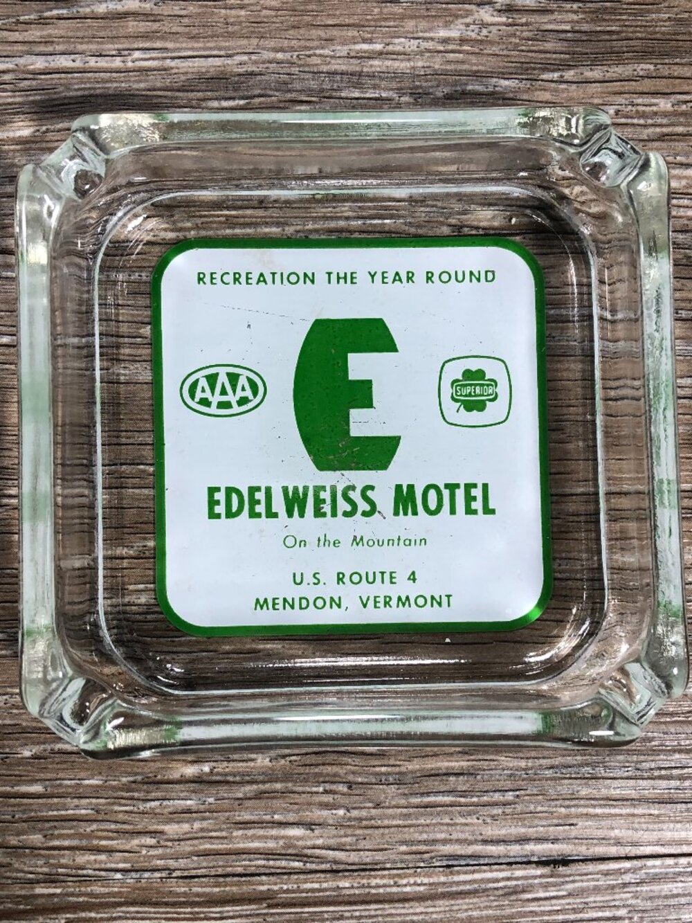Vintage Marketing Ashtray - Edelweiss Motel - U.S. Route 4 Mendon Vermont - MCM